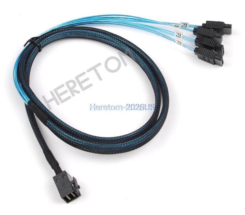 Mini SAS SFF-8643 to 4 SATA 7pin hard disk 6Gbps data Server Raid Cable 1m