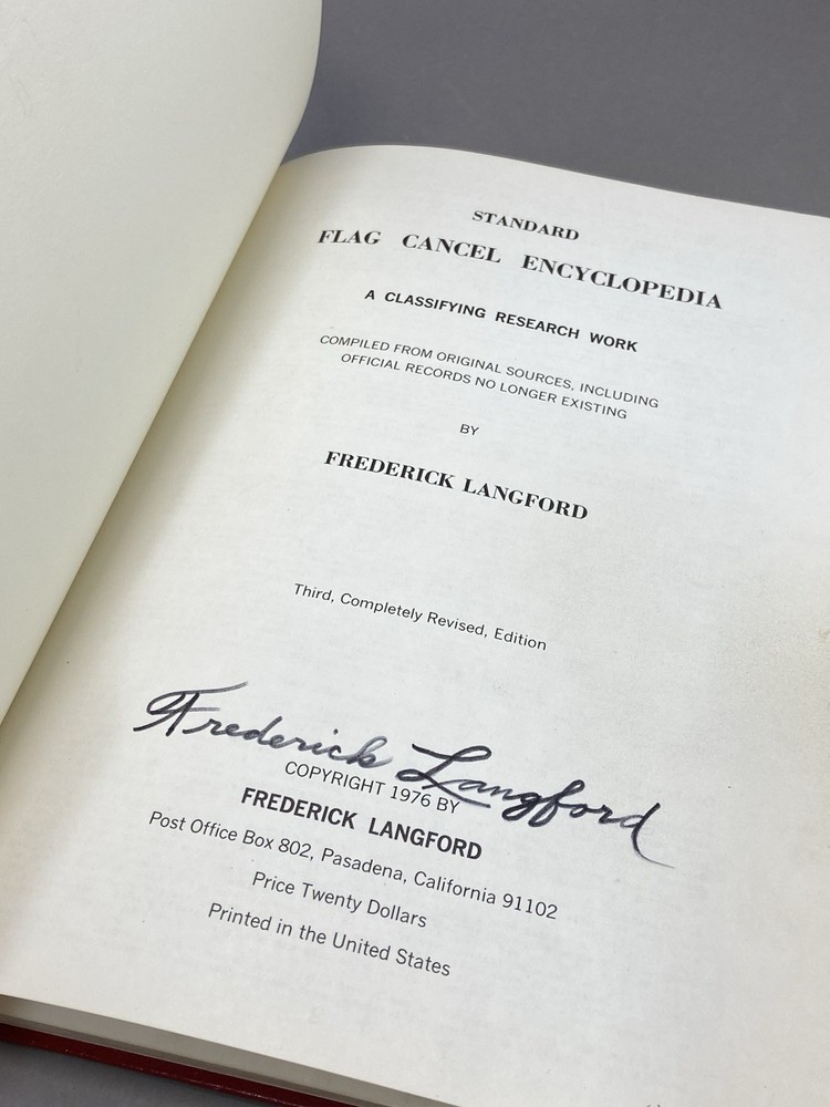 Vintage 1976 Standard Flag Cancel Encyclopedia by Frederick Langford - Signed
