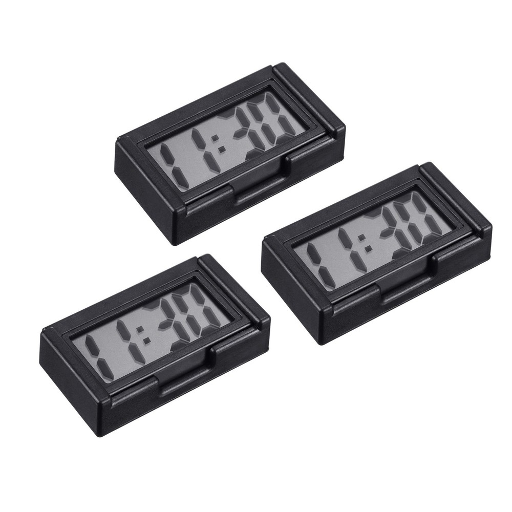 High Quality 3 Pack Mini Digital Clock Small Adhesive Stick On LCD Display Clear