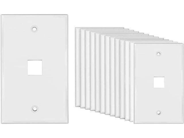 Cat6 Ethernet Wall Plate 1-Port Standard Keystone Jack Face Plate 10-Pack White