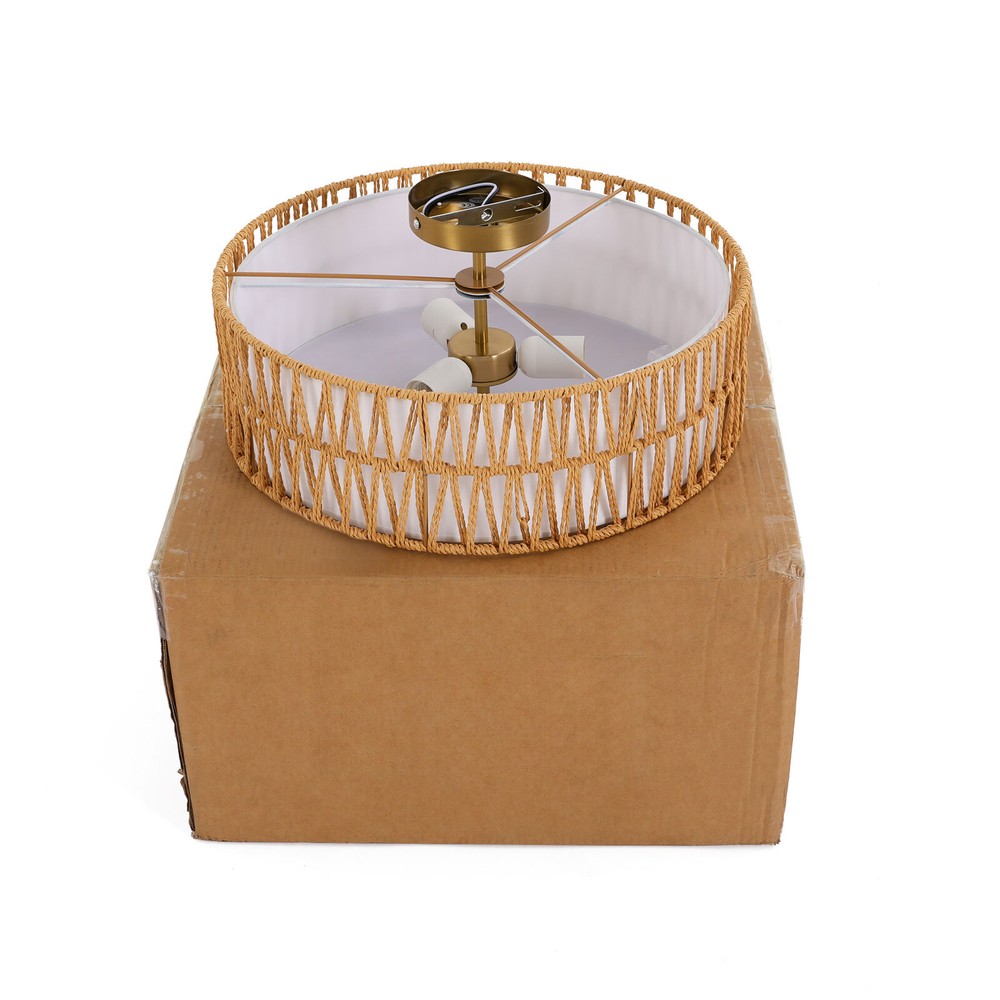 17.7" Semi Flush Mount Ceiling Light 3-Light Large Boho Flush Mount Ceiling Ligh