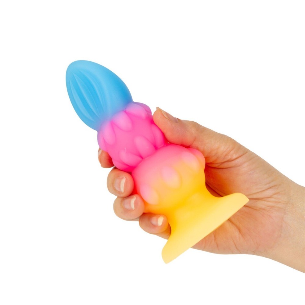 Glow in the Dark Soft Squeezable Silicone Beaded Bumpy Anal Butt Plug Probe