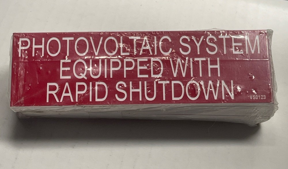 20pcs PV Label - PV System Equipped With Rapid Shutdown Placards, NEC Compliant