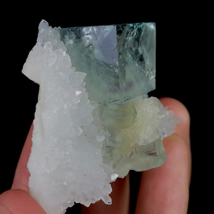49g Natural Green Cubic Fluorite and Clear Quartz Mineral Specimen/Zhejiang