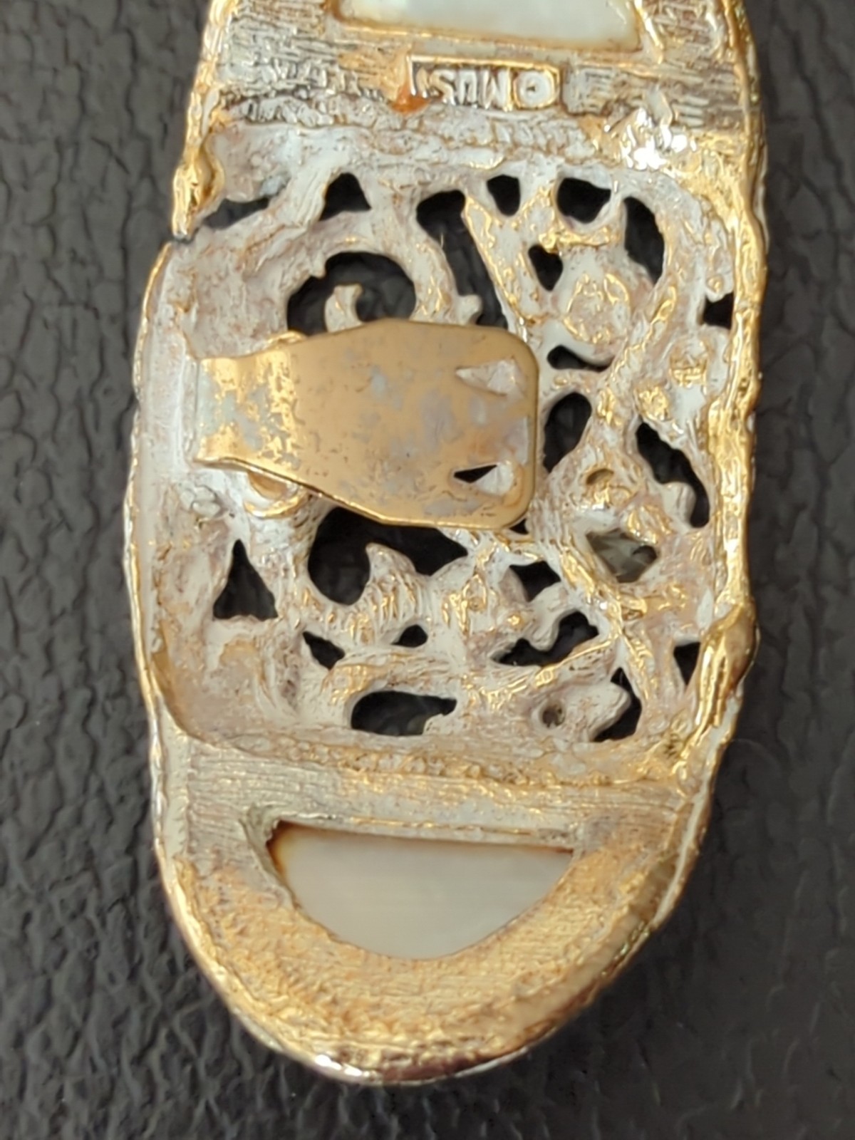 Vintage Musi Rhinestone Shoe Clips Silver Amber Oval Intricate Scrolling