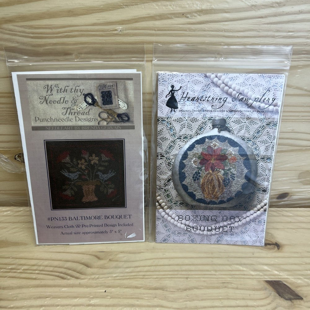 Set of 2 Punch Needle Patterns With Thy Needle & Thread Heartstring Samplery