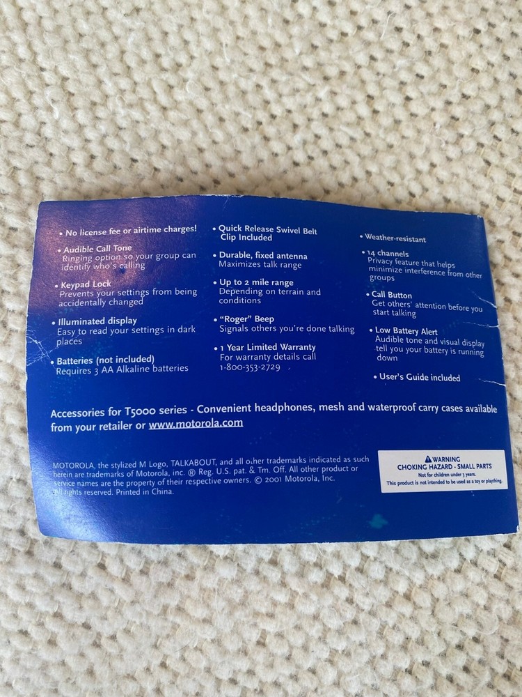 Motorola Talkabout Two Way Radio Users Guide
