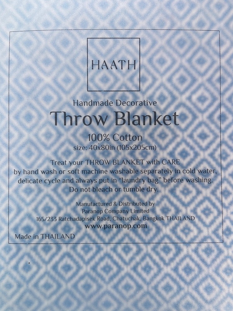 HAATH Handcrafted Throw Blanket (Cerulean Blue)