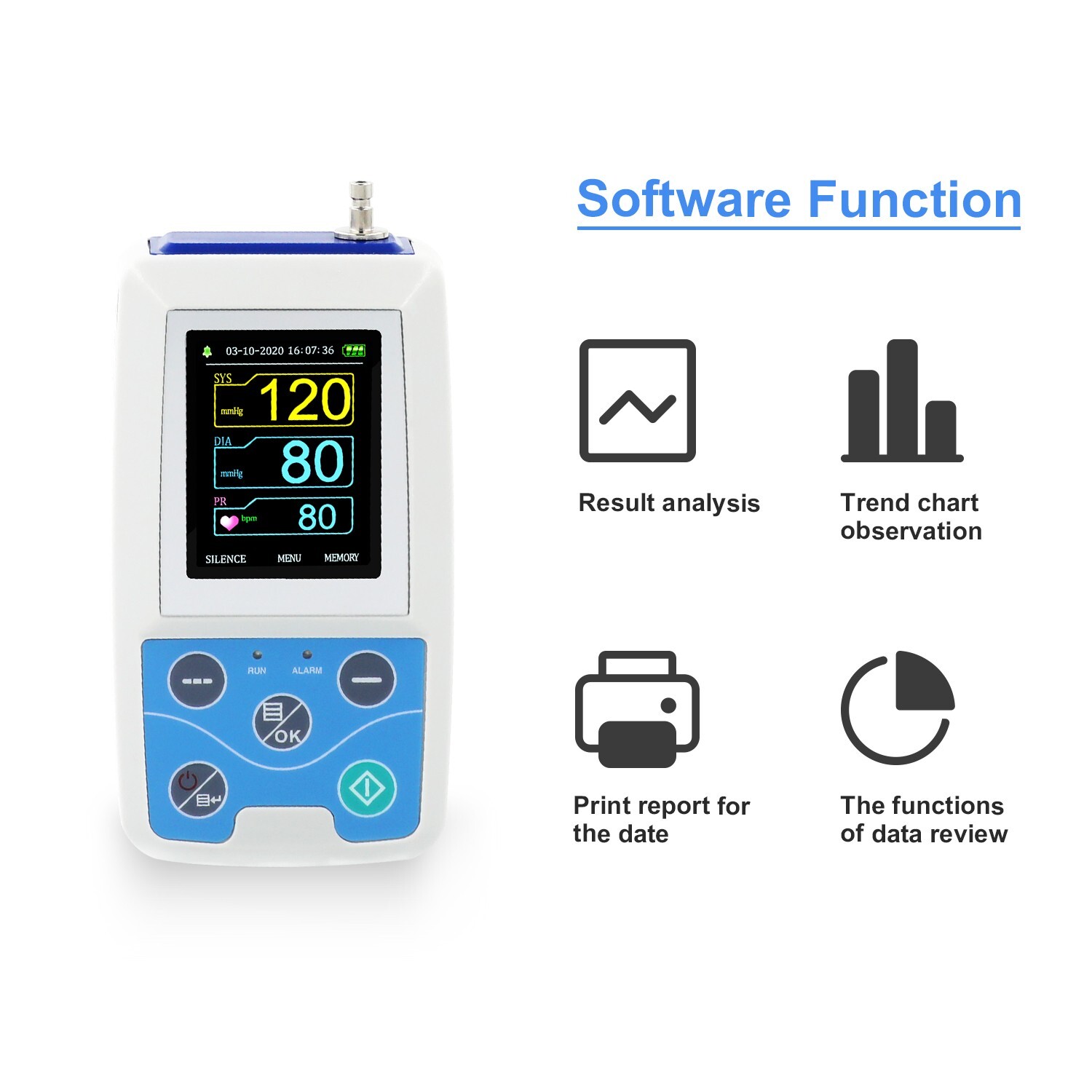 ABPM50 24HR Ambulatory Blood Pressure & ECG Holter Monitor with PC Software
