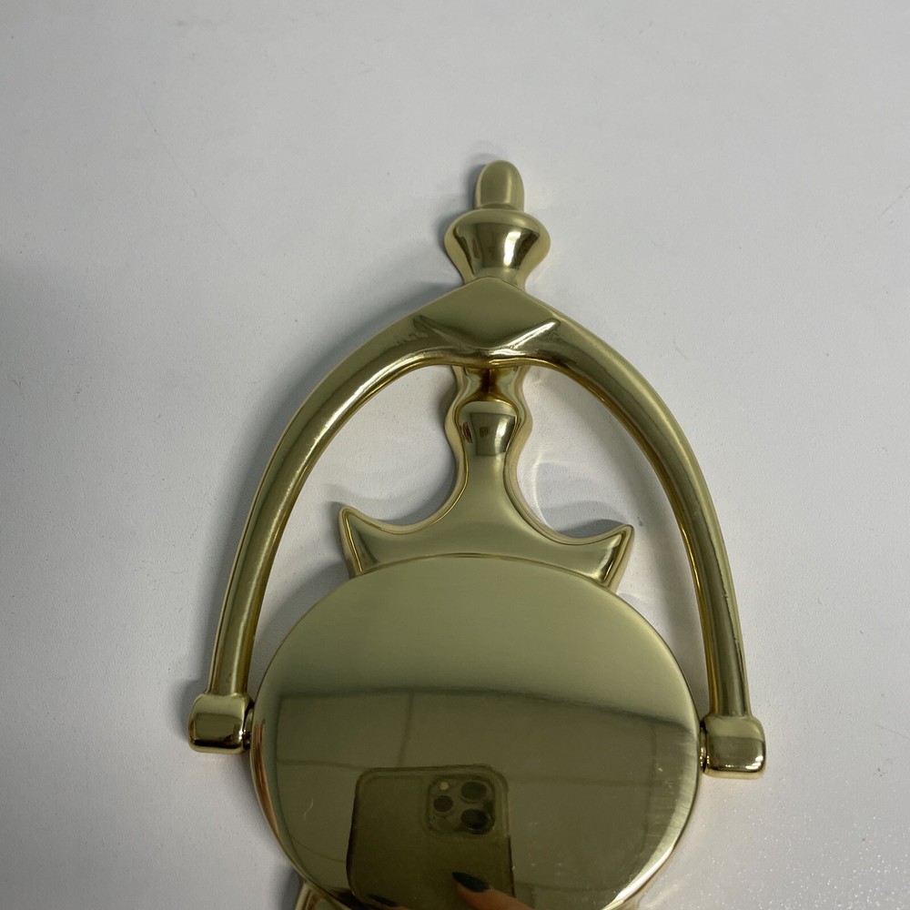 QCAA Solid Brass Door Knocker 7", Polished Brass 1 Pack Open Package