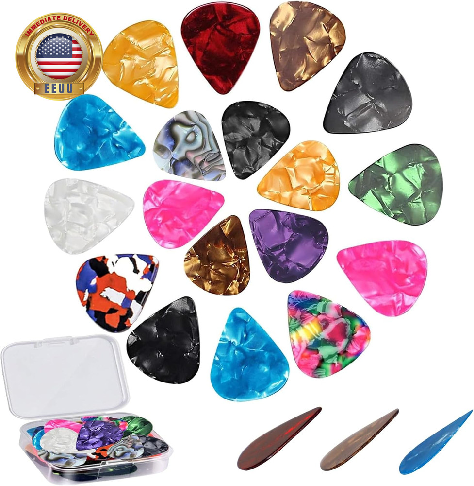 21 Pack Guitar Picks with Organizer Storage Box, 3 Different Thickness Colorful