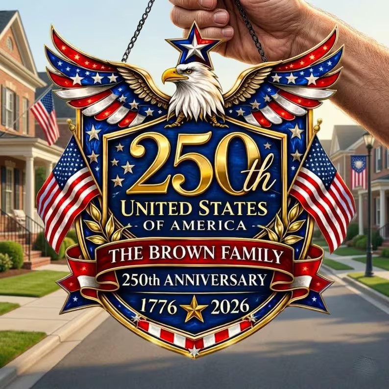 Personalized USA 250th Anniversary Suncatcher Acrylic