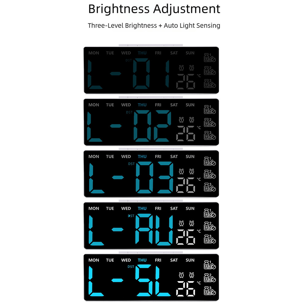 Adjustable Brightness Digital Wall Clock Time Management 12-24 Hour Format