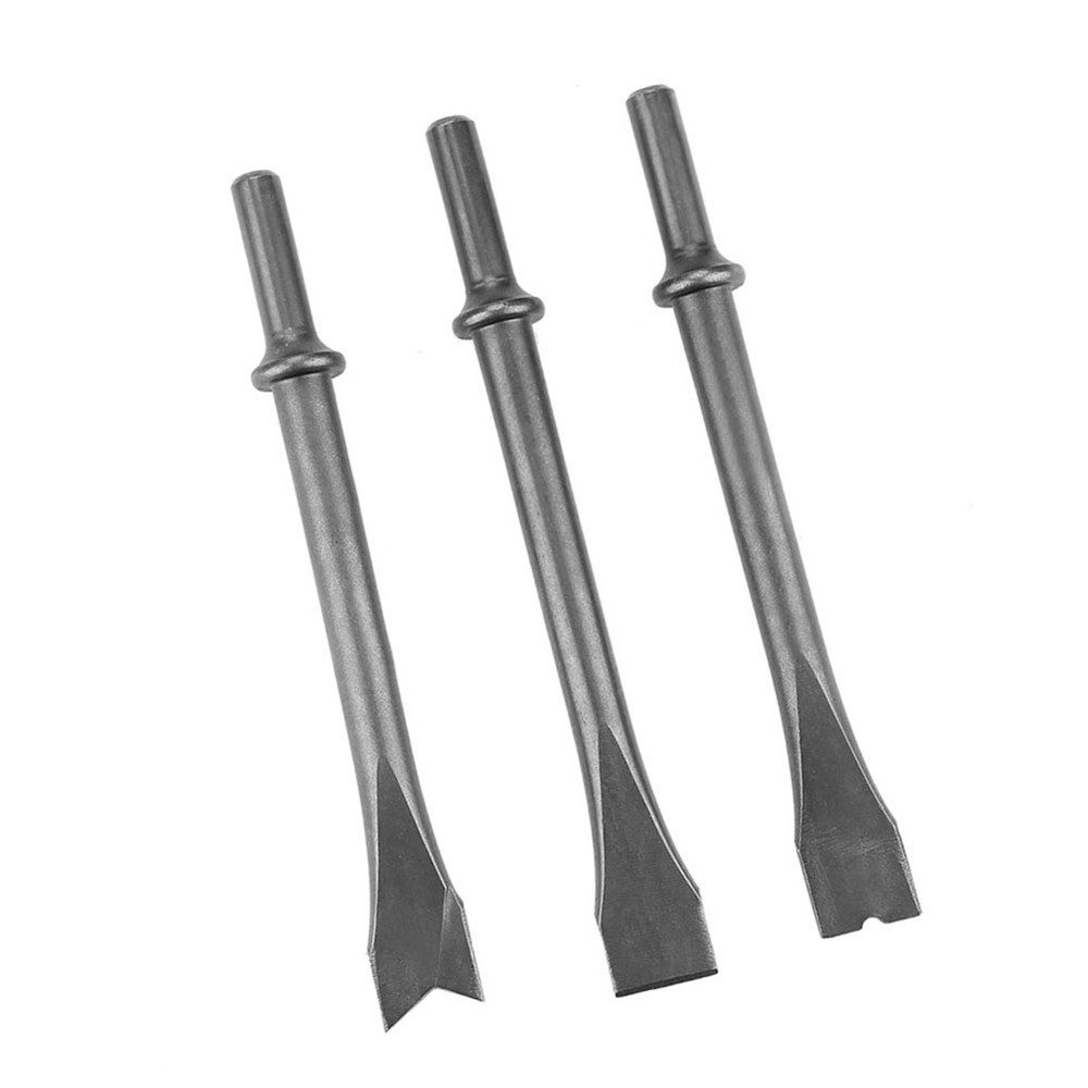 3pcs Air Hammer Chisel Extra Long Round Shank Pneumatic Hammer Bit Tools Part