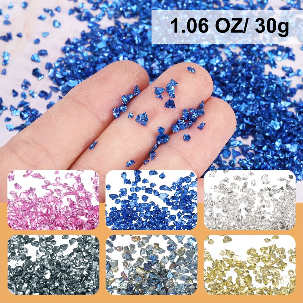 6 Colors Crushed Glass Irregular Sequins Multicolor Metallic Chunky Glitters