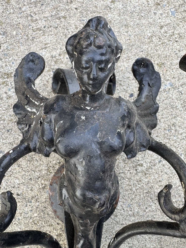 WINGED MERMAID IRON WALL SCONCE CANDELABRUM - PAIR