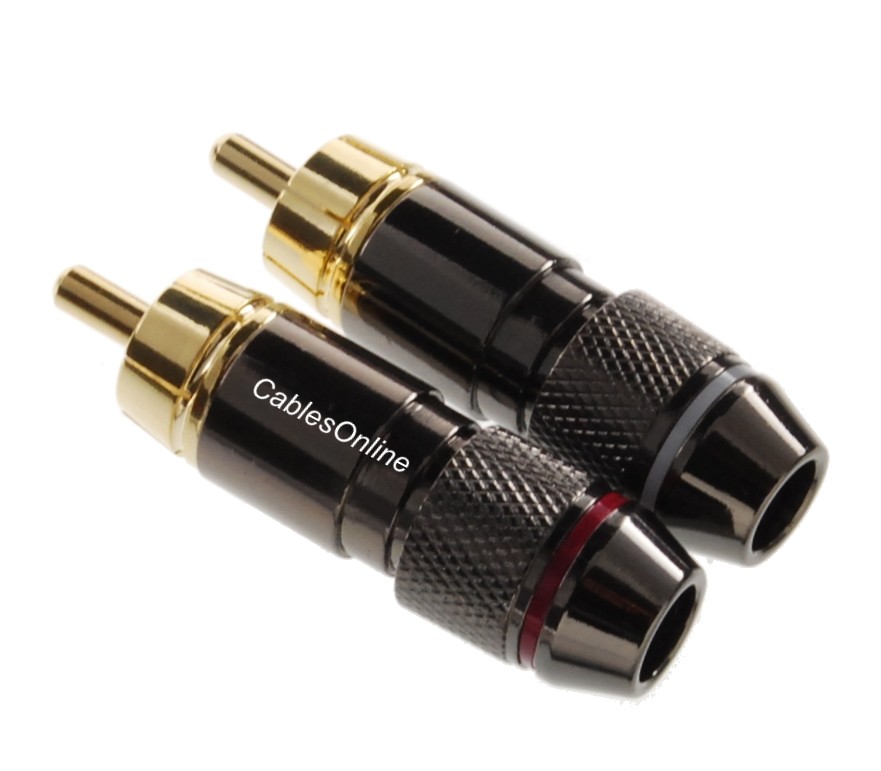 2-Pack RCA Solder Type Gold Plated Metal 6mm/OD Connectors, CN-R02RW