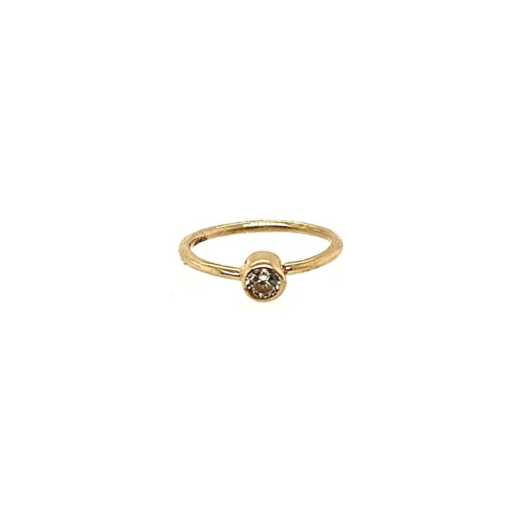 14K Solid Yellow Gold Bezel Nose Ring Hoop with 2mm CZ Stone