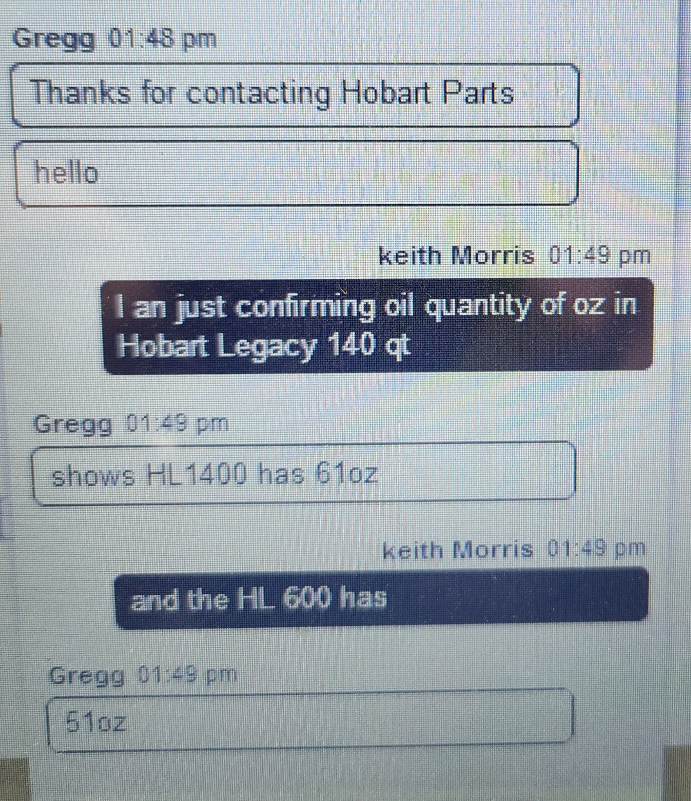 Hobart legacy Mixer Oil HL600 662 800 1400 Transmission gear box Correct 63 oz