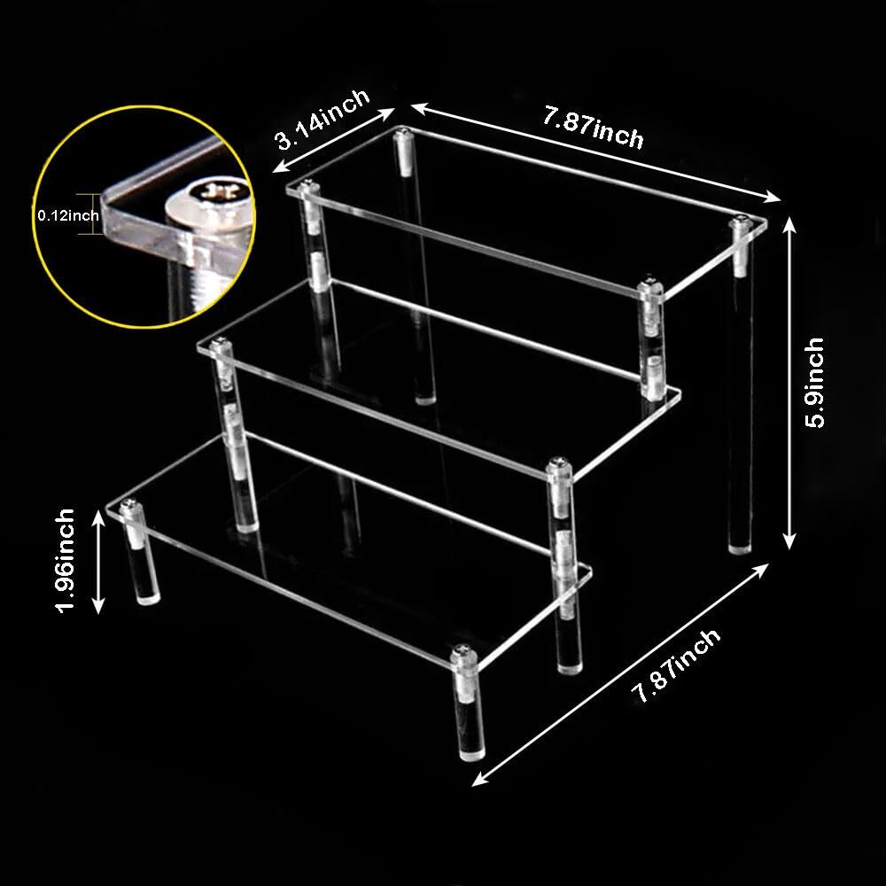 Acrylic Display Risers, 3 Tier Clear Perfume Organizer Stand, Large Shelf Riser