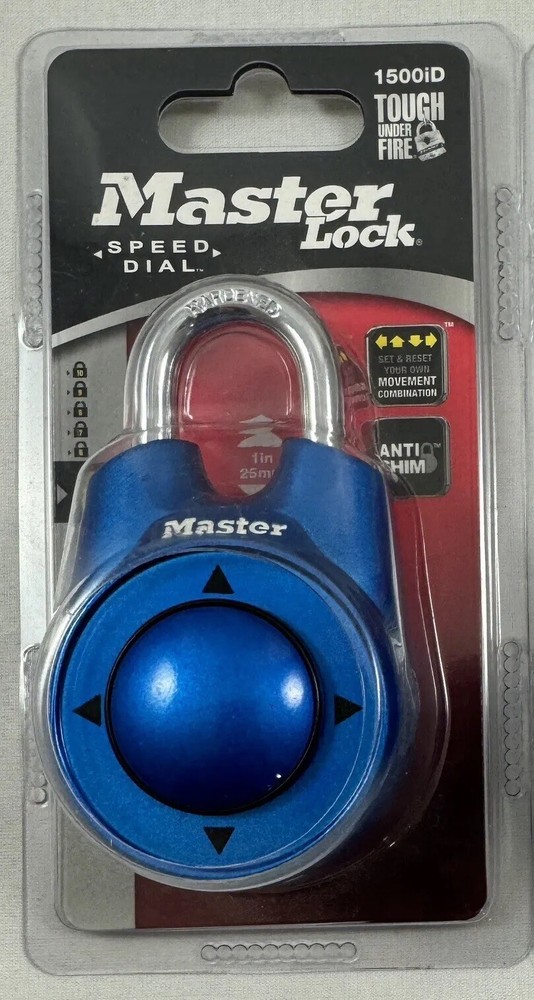 BLUE Masterlock Speed Dial 1500iD Master Lock Padlock Directional Lock - NEW