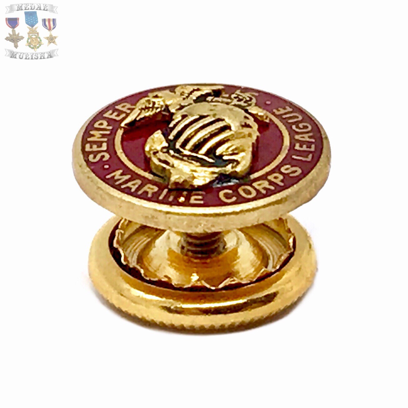 WWII MARINE CORPS LEAGUE SEMPER FIDELIS LAPEL PIN SCREW-BACK WW2