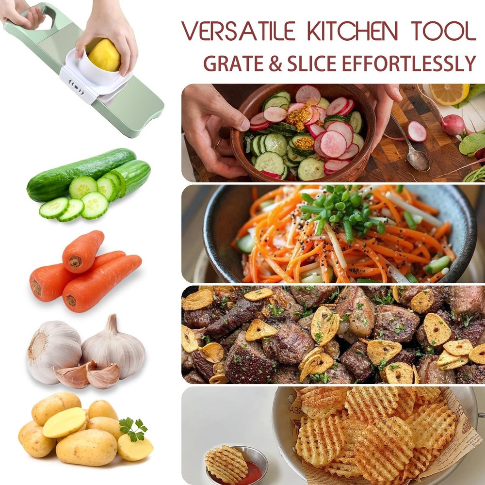 Multi-Purpose Mandoline Slicer for Kitchen with Slide-On Hand Guard - Vegetab...