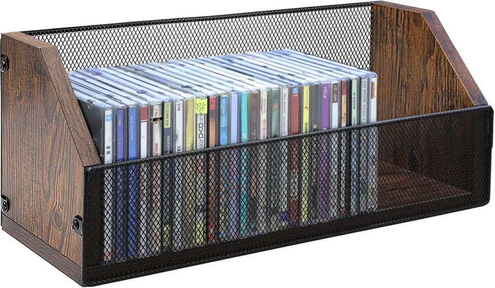 CD Storage Rack - CD Storage Case Holds 38 Full Case Cds, 76 Slim Case Cds, Desk