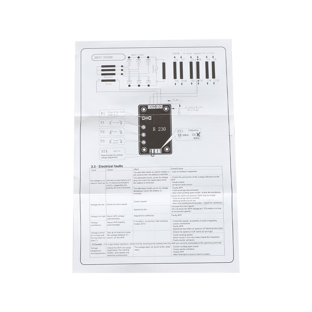 LABLT 1Pack AVR R230 Automatic Voltage Regulator Electronics Module 45~65 Hz