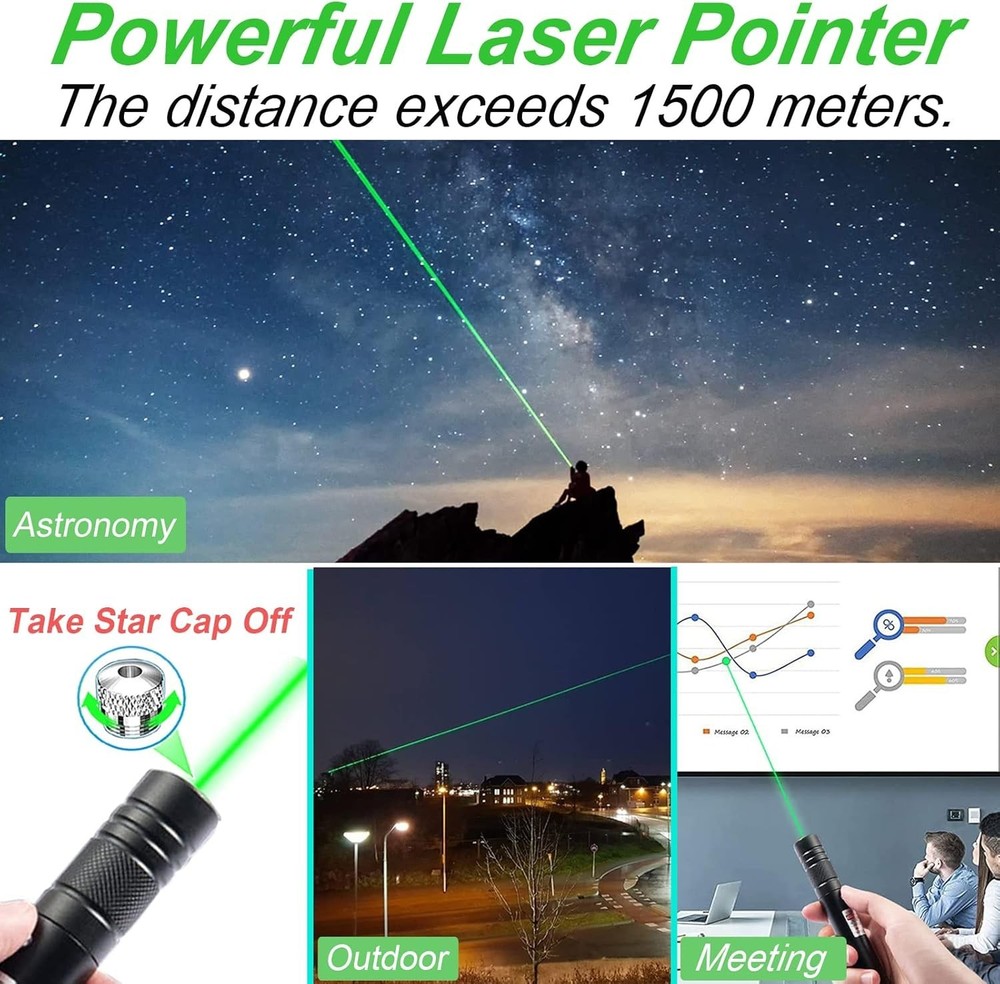 Green Laser Pointer High Power, USB Rechargeable Green Laser High Power Point...