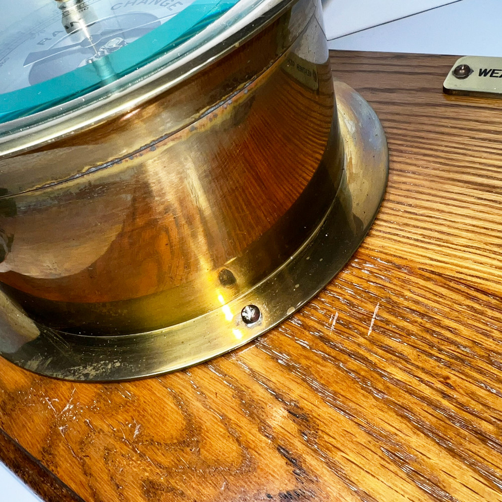 Bell Clock Co Solid Brass Ship Clock & Barometer Weather Station Tested
