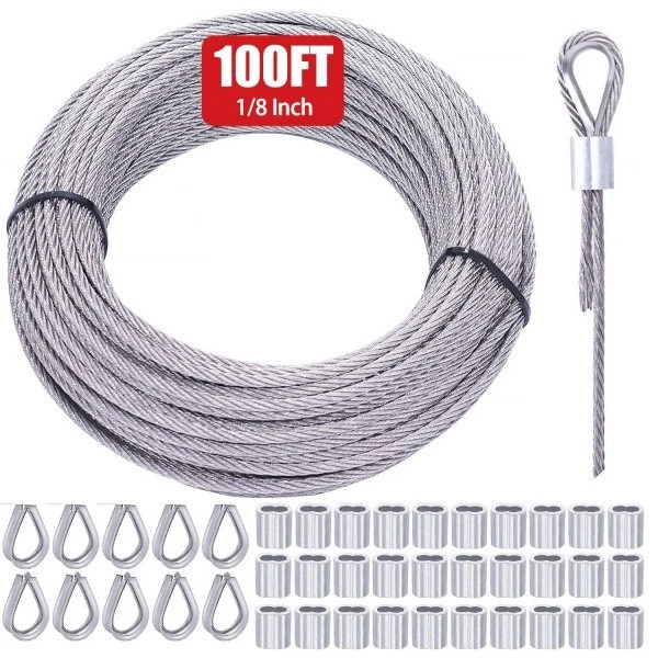 1/8 inch Wire Rope Kit, 100ft Wire Cable Rope Stainless Steel Cable Railing kit