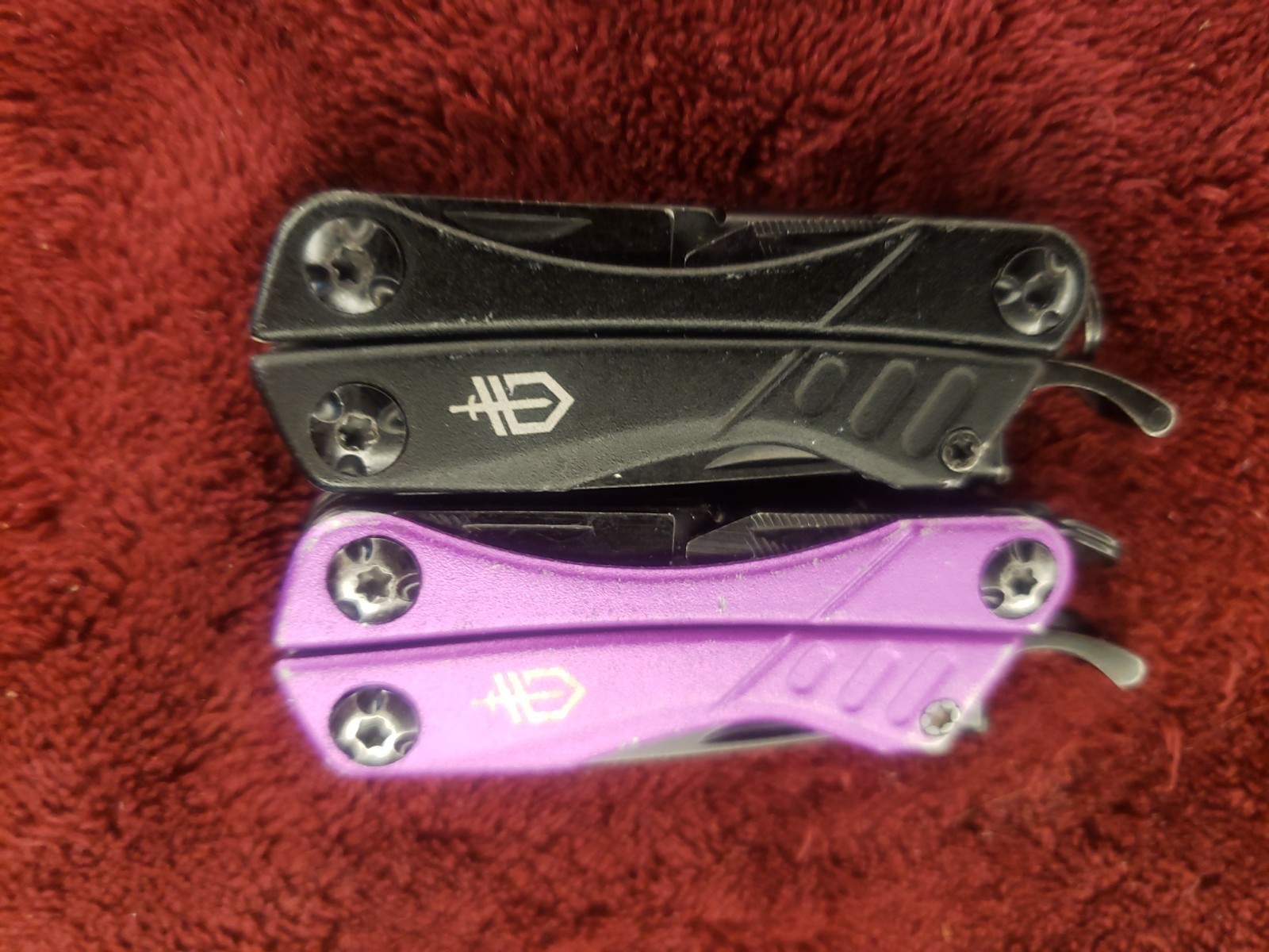 Lot of 2 Gerber Multi Tool Dime multiplier Black & Purple