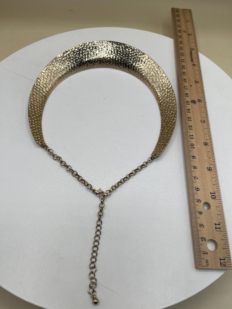 Hammered Gold Tone Collar Necklace