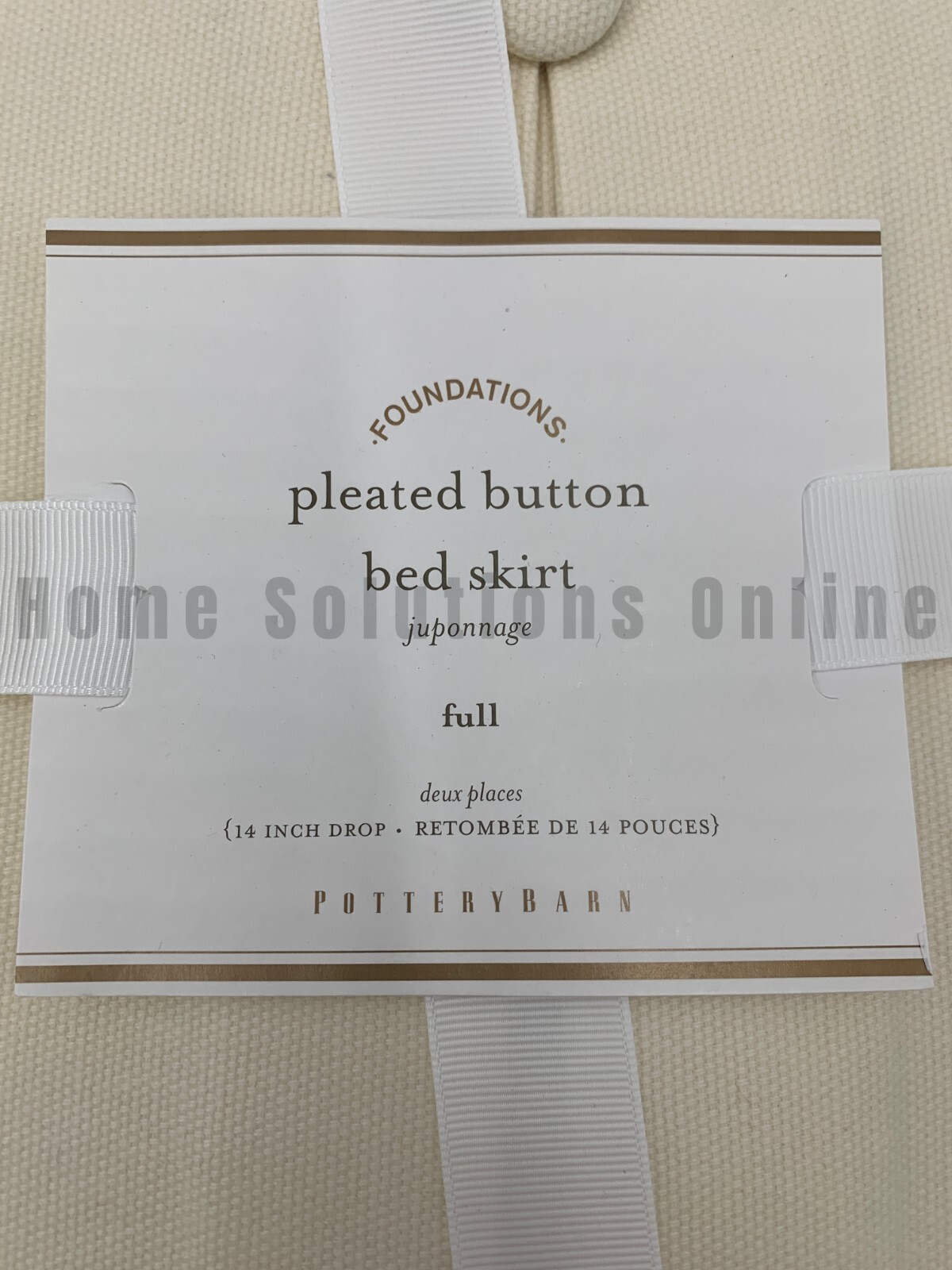 Pottery Barn Pleated Button Cotton Bed Skirt Full Natural Ivory 14" Drop #N406