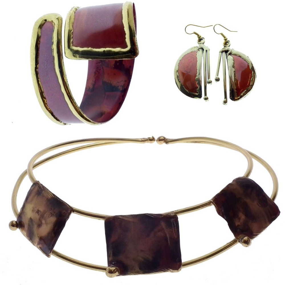 Necklet Bangle & Ear Rings Creative Copper Hand Made (011)