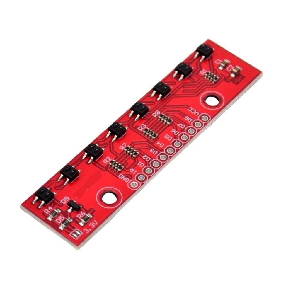 DIY Robotics Module 8-Way Line Detector Red PCB Compact 65.7x16mm Dimensions