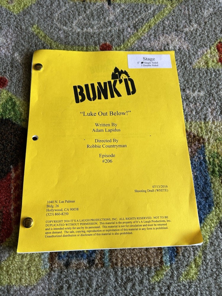 Bunk’d Disney Channel Original S2 Ep 6 Shooting Draft Script 2016