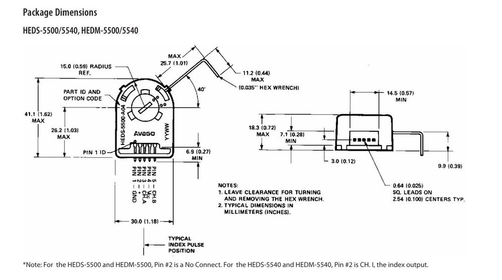 HEDS-5500#G06 AVGO OPTICAL ENCODER --5 PCS-- FREE SHIPING