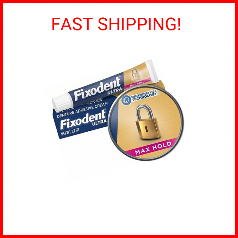 Fixodent Ultra Max Hold Denture Adhesive, 2.2 oz, (Packaging may vary)
