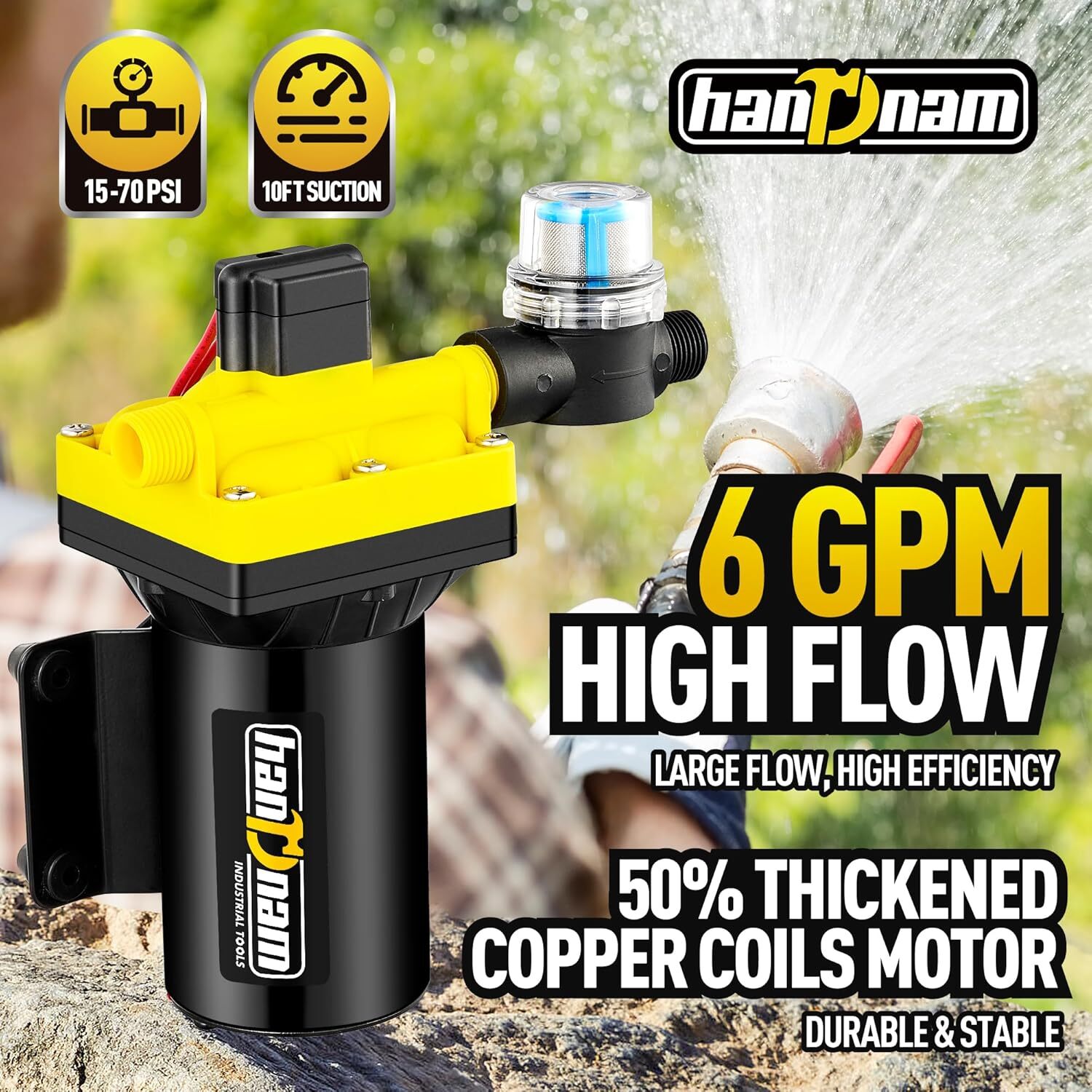 Water Pump 6Gpm 70Psi 12V DC on Demand Water Transfer Pump Self-Priming