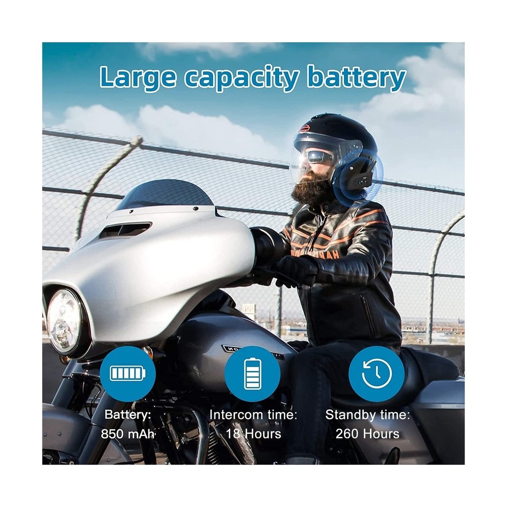 EJEAS Vnetphone V6 Motorcycle Bluetooth Headset, 2 Riders Intercom Bluetooth ...