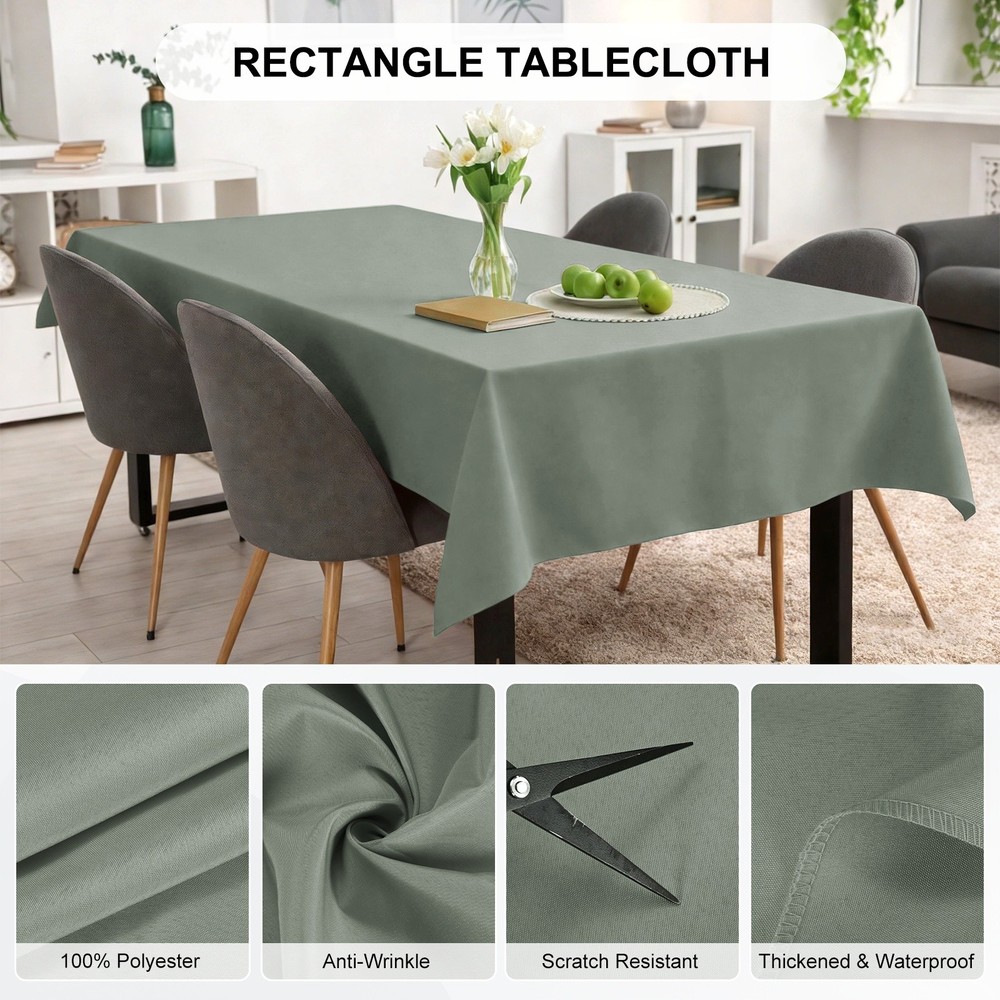 160x250cm Rectangle Tablecloth, Thickened Polyester Table Cloth Gray