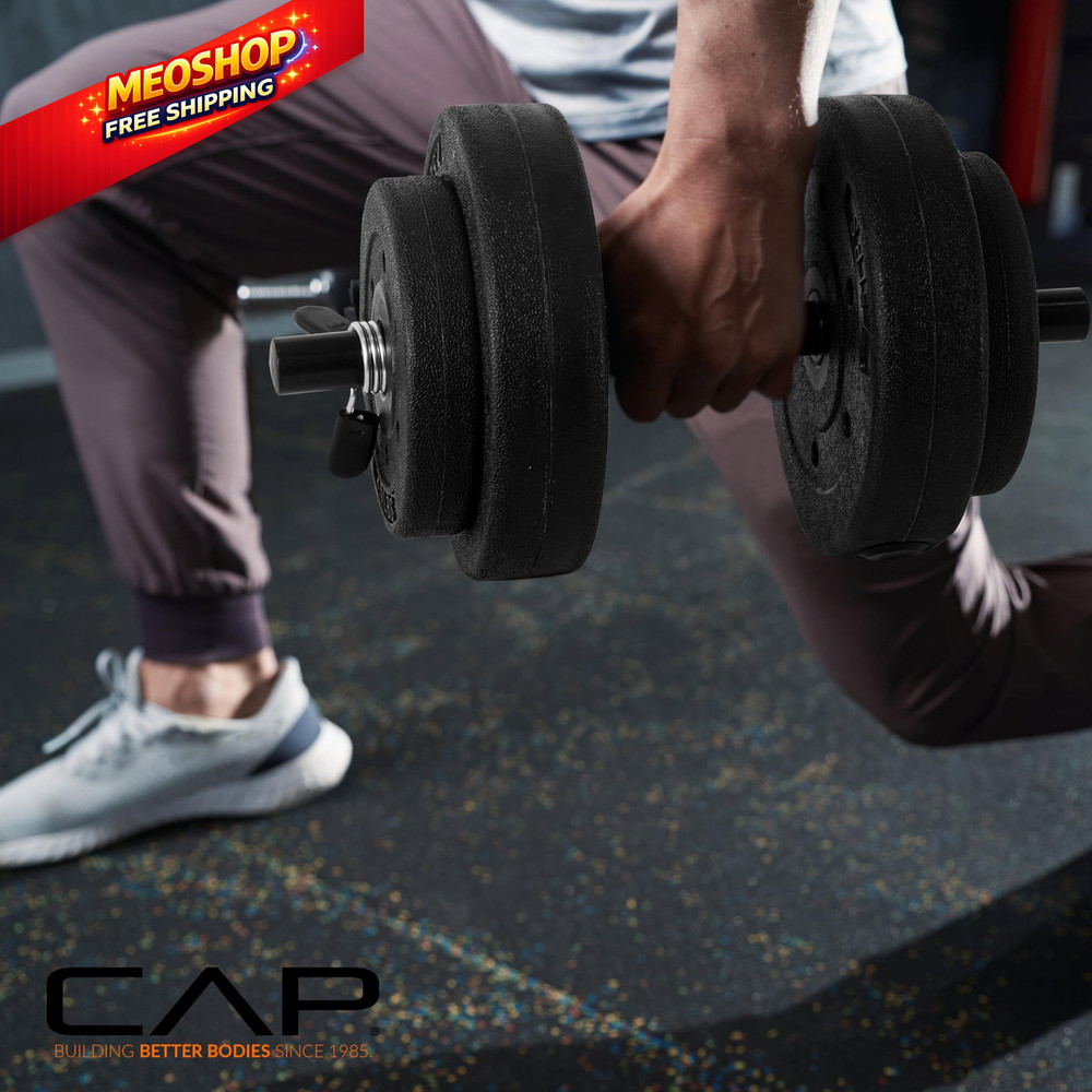 CAP Barbell 40-Pound Adjustable Cement Dumbbell Set – Versatile Medium, Black