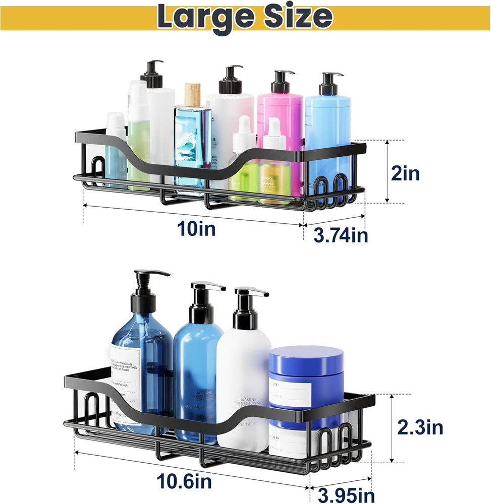 3-Pack Shower Caddy with Soap Holder, Adhesive Rustproof No-drill Strudy Loading