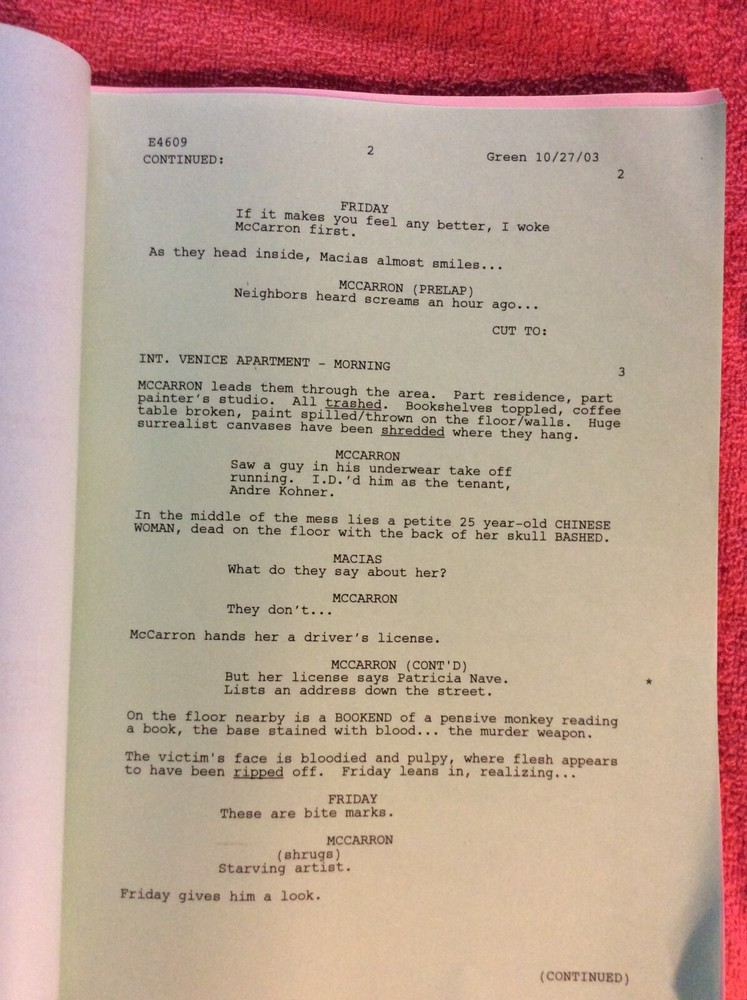 ORIGINAL SCRIPT L.A. DRAGNET RIDDANCE ED O'NEILL EVA LONGORIA ETHAN EMBRY