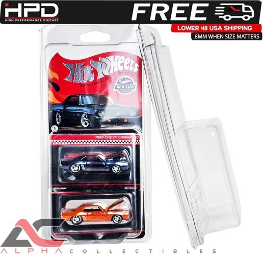 QTY 5 HPD PROTECTOR CASE HOT WHEELS MAINLINE MATCHBOX (2-CAR STACK) .8MM