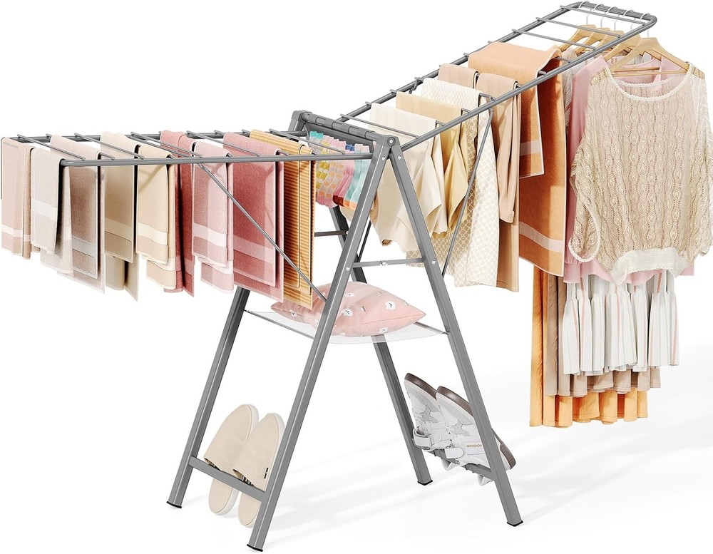 Clothes Drying Rack Foldable Metal Laundry Drying Rack Collapsible Portable
