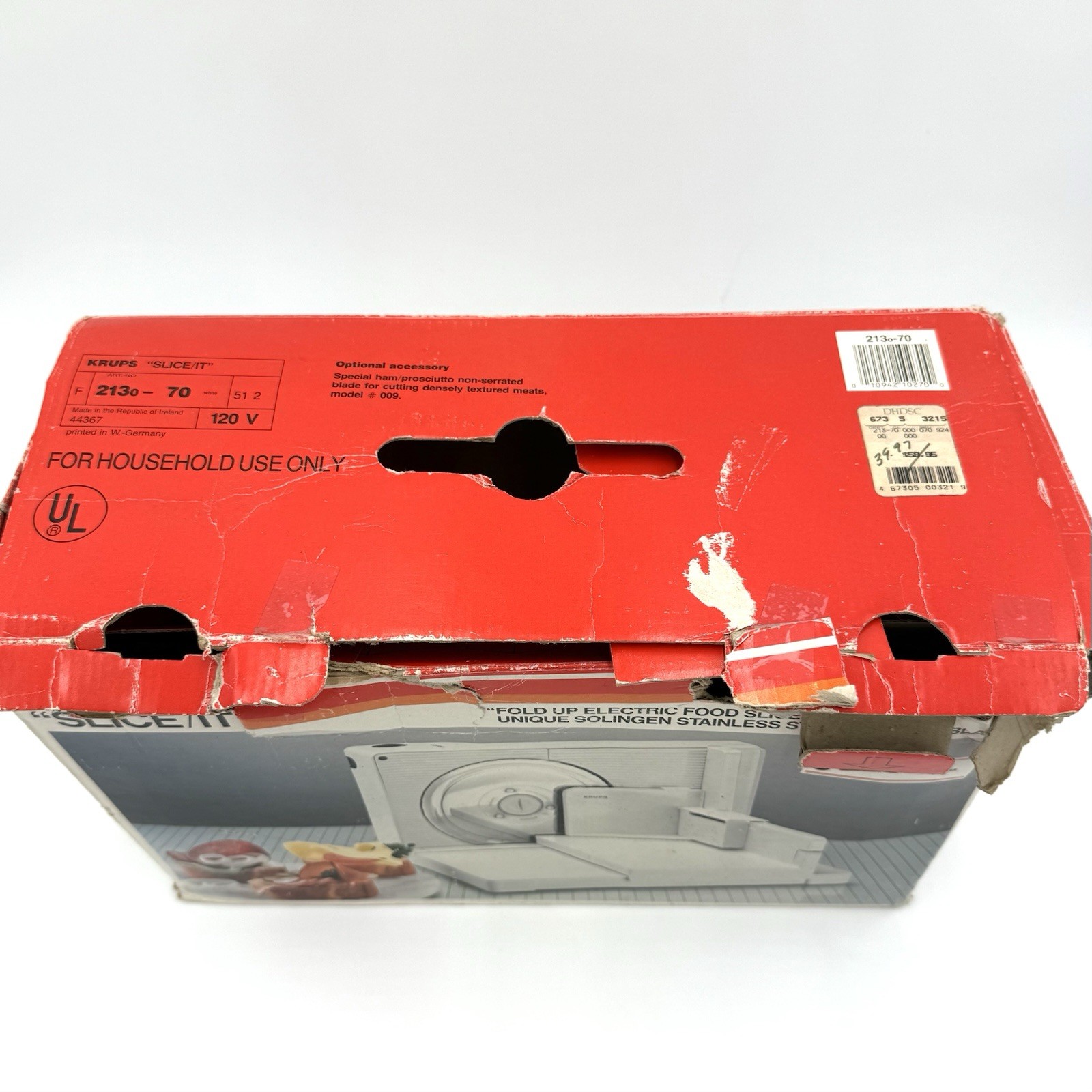 KRUPS Slice It Model 213 Electric Food Slicer Fold Up Tested w Box VTG