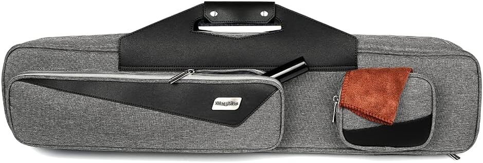 Grey Pool Cue Case 4X4 with Backpack Straps Carrying Case for 4 Pool Cues